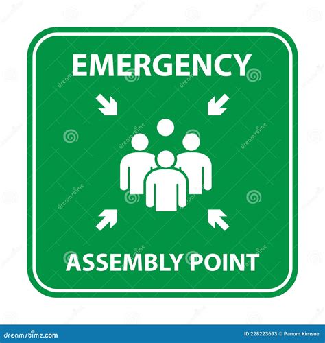 Emergency Assembly Point Sign, Gathering Point Signboard, Emergency Evacuation Vector for ...