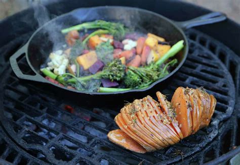 Chucks Food Shack Grilling Seasonal Vegetables Such As Squash Sweet