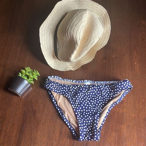 J Crew Swim Jcrew Polka Blue White Dot Bikini Bottoms Size Xs Poshmark