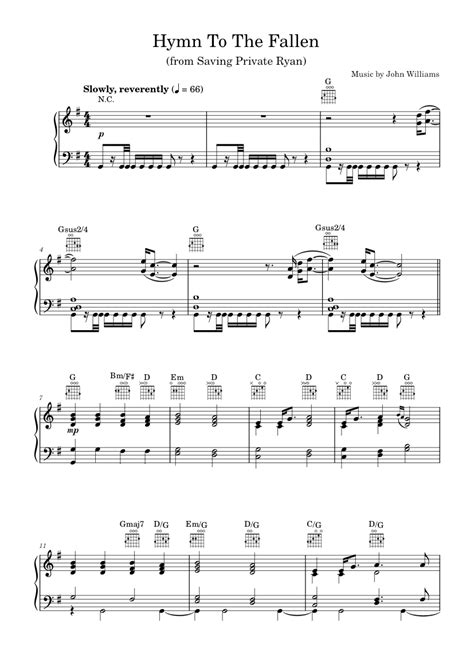 Play Official Version Of Hymn To The Fallen Sheet Music By John Williams For Piano