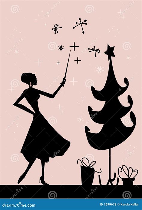 Christmas woman silhouette stock illustration. Illustration of snow ...