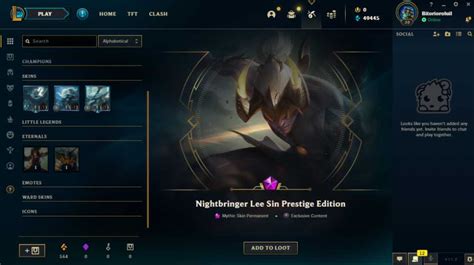 Fresh account with Nightbringer Lee Sin Prestige edition