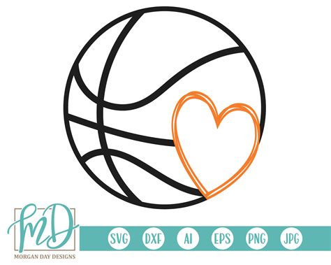 Basketball SVG Basketball Clipart Basketball Heart SVG | Etsy