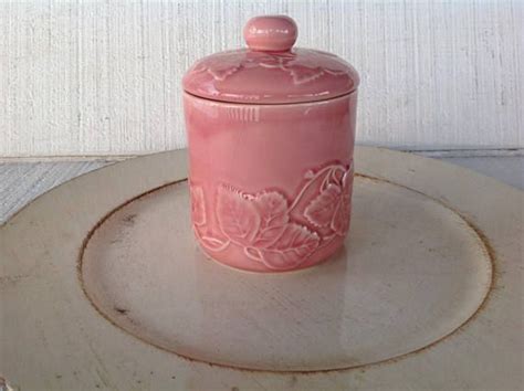 Vintage Bordallo Pinheiro Strawberry Leaf Pink Canister Etsy