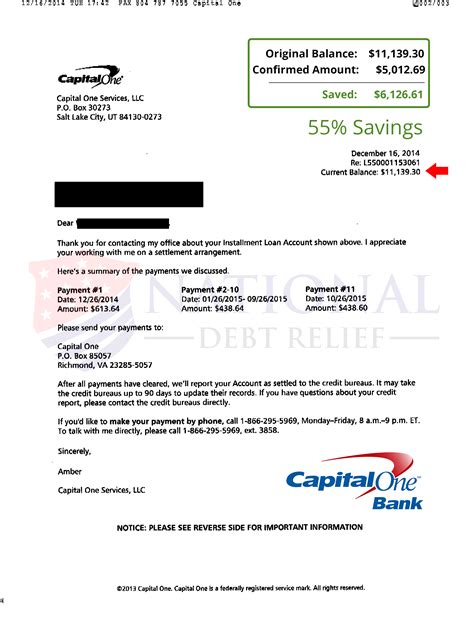 Cartas de liquidación de deudas