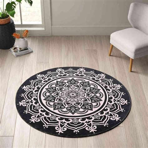 Carvapet Round Area Rug For Living Room Non Slip Machine Washable