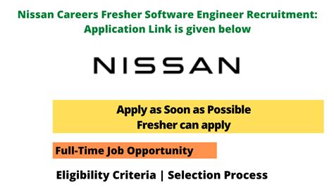 Nissan Careers Fresher Software Engineer Recruitment Application Link