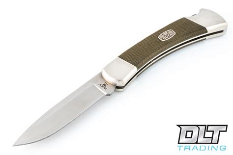 New Buck 110 Exclusive Green Canvas Micarta Brushed Bolster