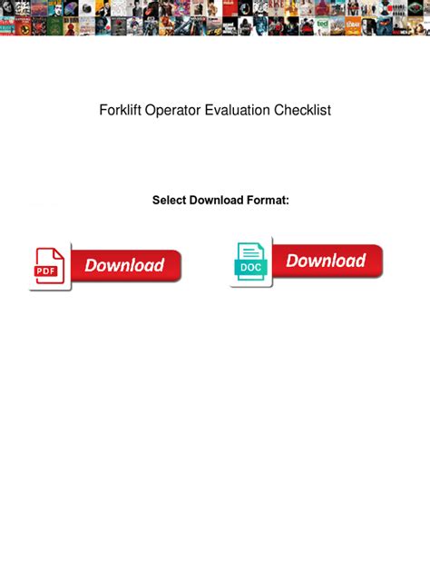 Fillable Online Forklift Operator Evaluation Checklist Forklift