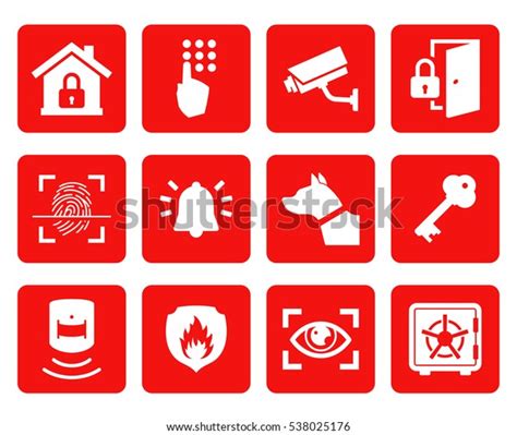 Home Security Icons Set Warning Signs Stock Vector (Royalty Free ...