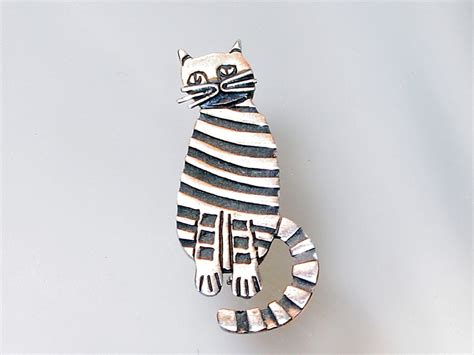 Taxco Mexico Sterling Cat Brooch