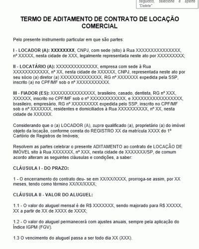 Refer Ncia De Aditamento De Contrato De Loca O Comercial Modelo Gratuito