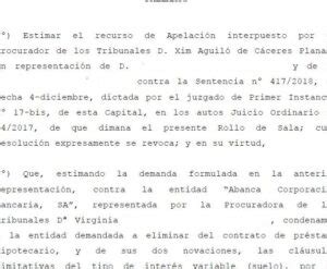 Demanda de ejecución de sentencia por cláusula suelo Legitima Defensa