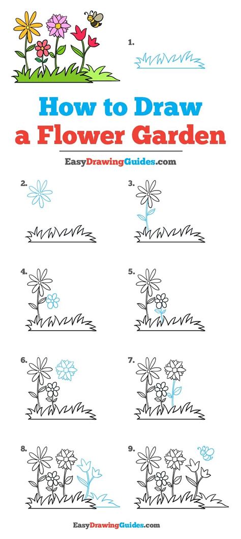 How To Draw A Flower Garden Really Easy Drawing Tutorial Flower