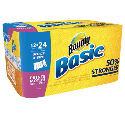 Bounty Basic Select A Size Paper Towels Print 12 Double Rolls Bjs