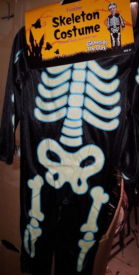 Halloween Skeleton Glow in Dark Bodysuit Costume With Hat 6-12 Month/2t ...