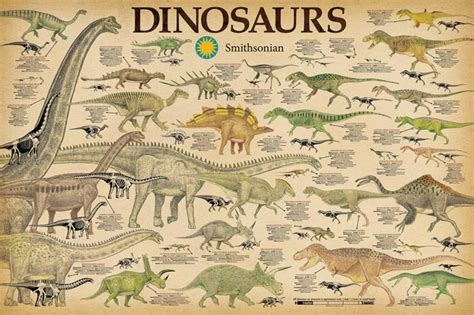 Smithsonian Dinosaurs Info Chart Poster 36x24 Sold by Art.Com - Walmart.com