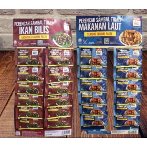 Adabi Perencah Sambal Tumis Ikan Bilis And Seafood 12x60gm 1kad Shopee Malaysia