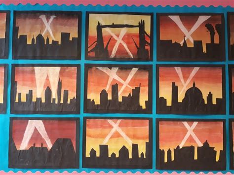 World War two art work, P7 display ideas, Blitz, London skyline ...