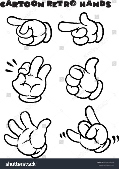 Retro Cartoon Hand Gestures Vector Stock Vector (Royalty Free) 1669028059