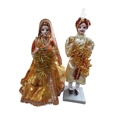 Buy Rajasthani Bride Groom Pair Fine Art Handmade Dolls Multi Colour 13