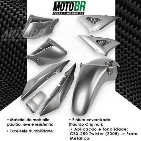 Kit Carenagem Completo Cbx 250 Twister 2008 Prata Metálico Moto Br