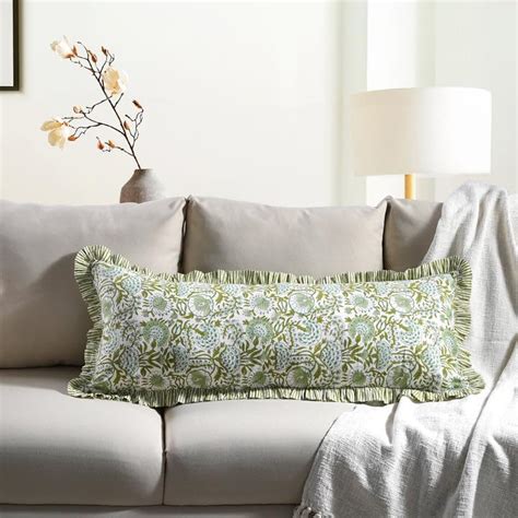 amazoncom cpc hand block print agate green ruffle sham pillow cover