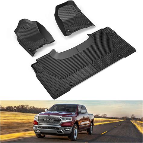 Kiwi Master Floor Mats Compatible For 2019 2023 Dodge Ram 1500 Crew Cab All Weather Oem Slush