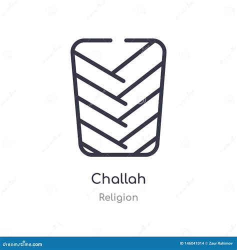 Challah Thin Line Icon Jewish Pastry Bread Loaf Symbol Outline Style