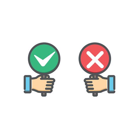 Design Agree Disagree Symbol Of Hands Holding A Board Vector