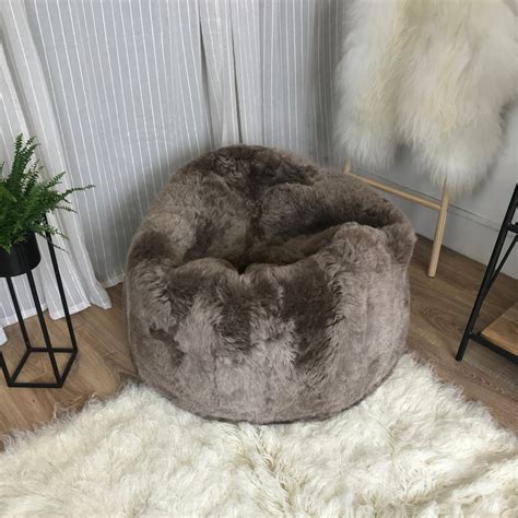 Adult Sheepskin Bean Bag Icelandic Taupe Shorn Sheepskin World