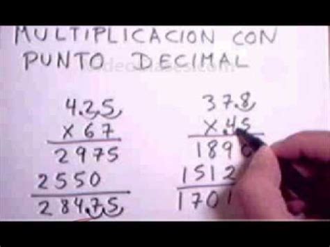 Multiplicacion Con Punto Decimal YouTube