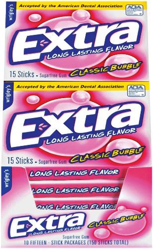 Gum Extra Classic Bubble Gum 15 Stick Slim Packs Pack Of 20