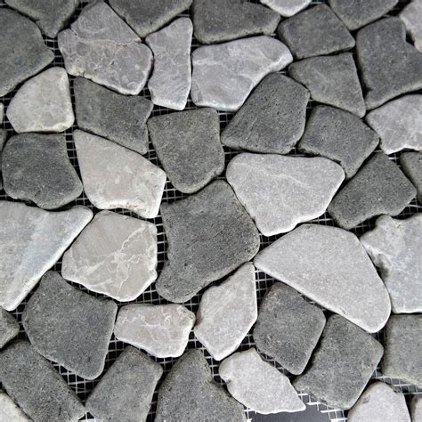 Flat Pebble Mosaic Grey Black | Stone