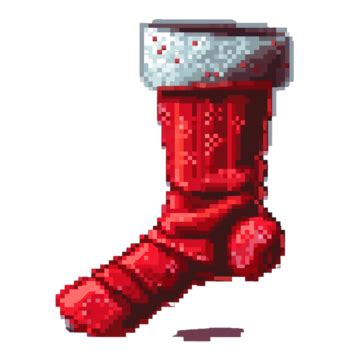 Red Sock In Pixel Art Style Red Sock Feet PNG Transparent Image And