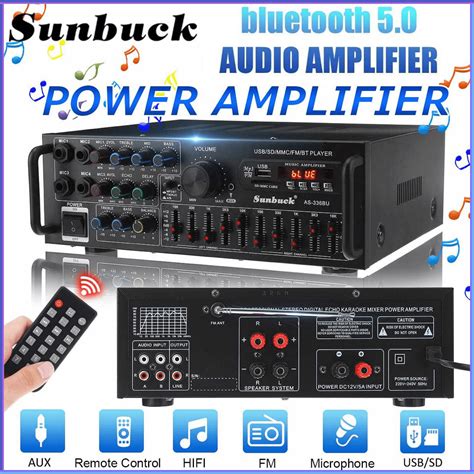 Pengiriman Cepat Sunbuck Audio Amplifier Bluetooth Eq Karaoke Fm Radio