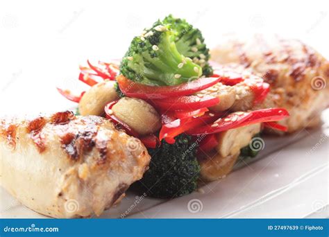 Roasted Chicken With Garnish Stock Image Image Of Fresh Cooked 27497639