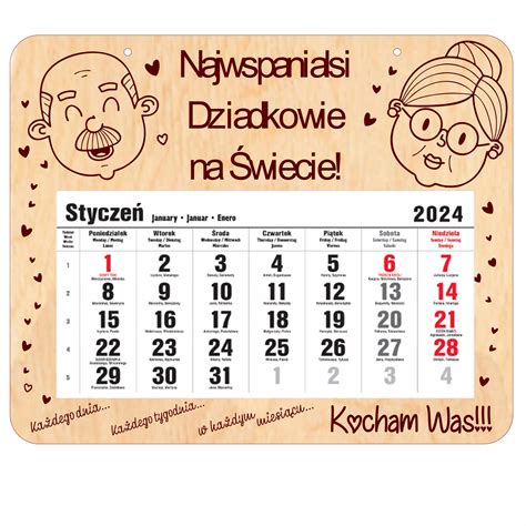 Prezent na Dzień Babci i Dziadka kalendarz wzory Prezent na Święta 2024