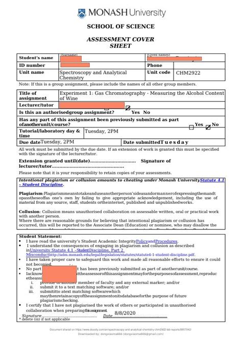 Spectroscopy And Analytical Chemistry Lab Reports