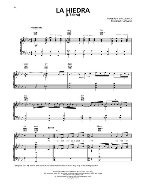 La Hiedra L Edera By Trio Los Panchos Sheet Music For Piano Vocal