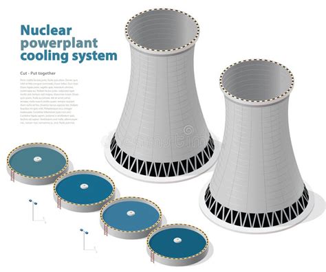 Vector Isometric Cooling System Nuclear Power Plant White Background