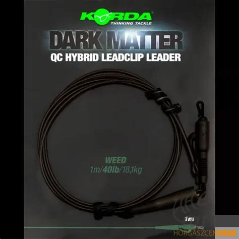 Korda Dark Matter Leader 100 cm QC Hybrid Clip Weed Korda Zöld