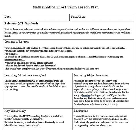 Math Lesson Plan Template | shop fresh