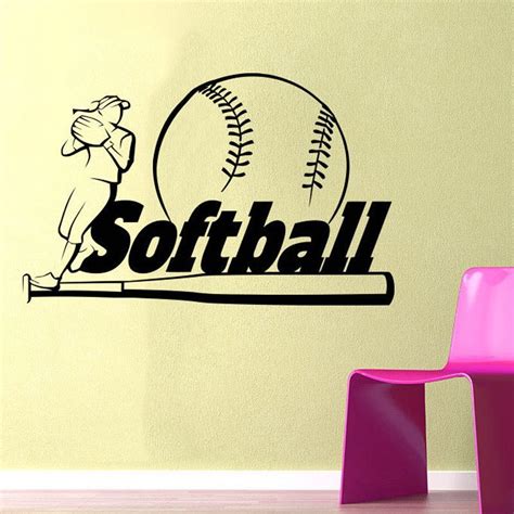 Softball Wall Decal Vinyl Sticker Home Design Interior Wall Art Poster Mural Sports Wall