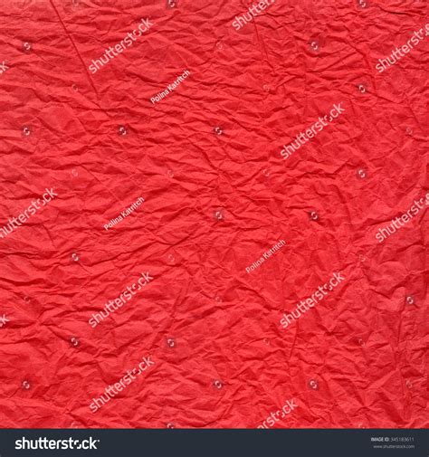 Wrinkled Scarlet Red Paper Texture Crushed Stock Photo 345183611