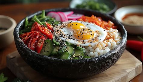 Premium Photo Bibimbap Korean Mixed Rice With Meat And Assorted