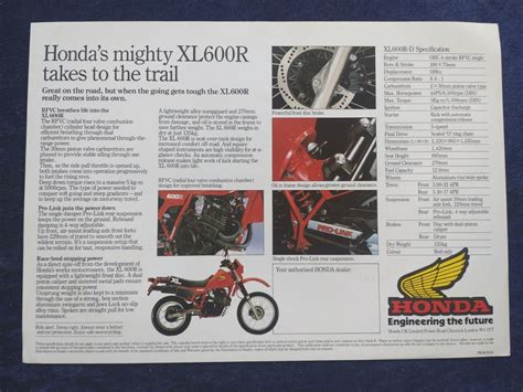 Honda XL 600R Prospekt 1984 EBay