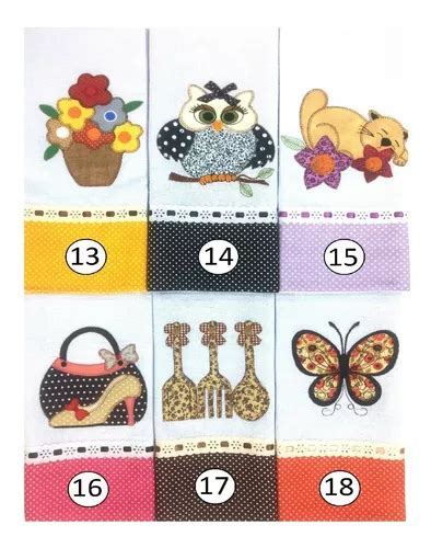 Kit Panos Prato Bordado Patchwork Barrado E Bainha