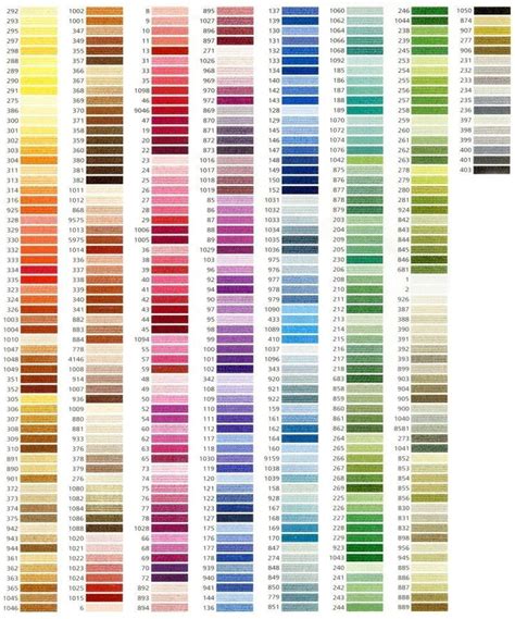 Anchor Embroidery Thread Color Chart