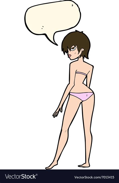 Cartoon Woman In Bikini With Speech Bubble Vector Image